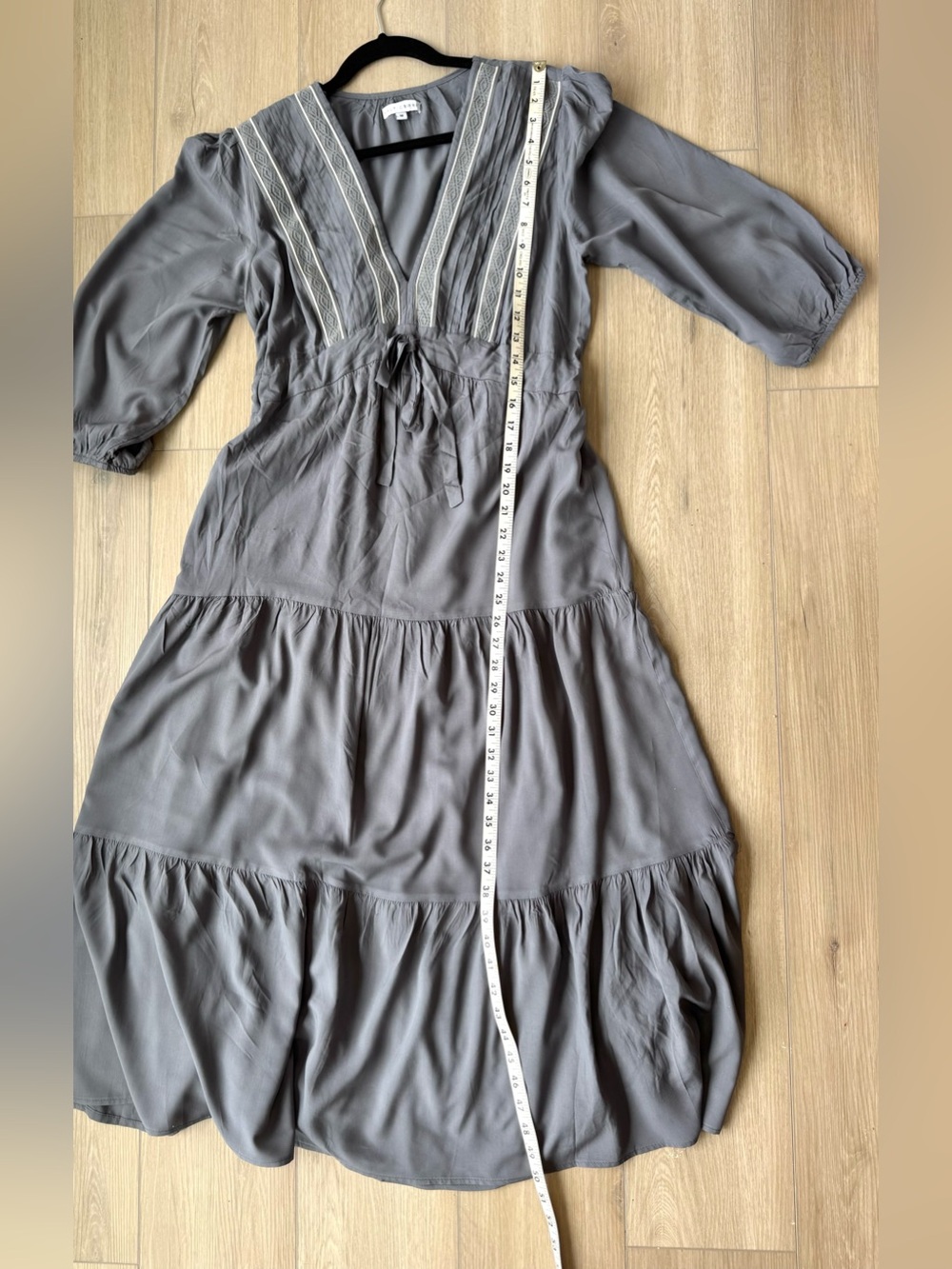 Baltic Born Amelia Boho Peasant Cottagecore Maxi Dress Gray Sz M - Picture 12 of 13